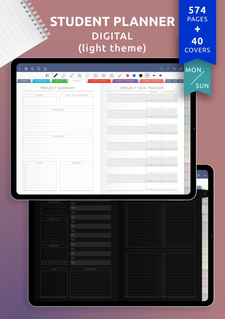 Download Digital Student Planner PDF For GoodNotes IPad