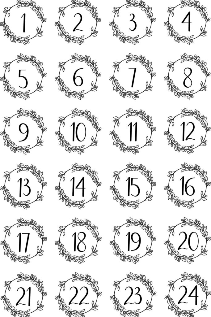 Downloadable Advent Numbers 1 24 PDF Download Christmas PDF Kids Christmas File Instant Download Advent Calendar Print At Home Etsy