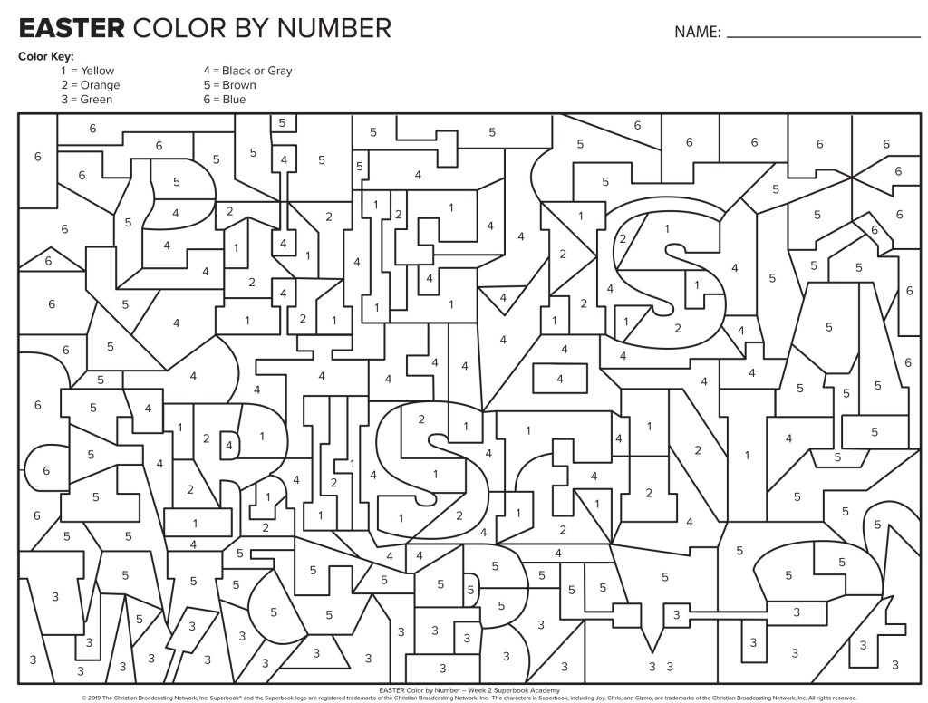 Easter Color By Number Activity Sheet Superbook Academy