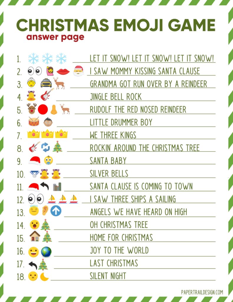 Emoji Printable Christmas Game Paper Trail Design