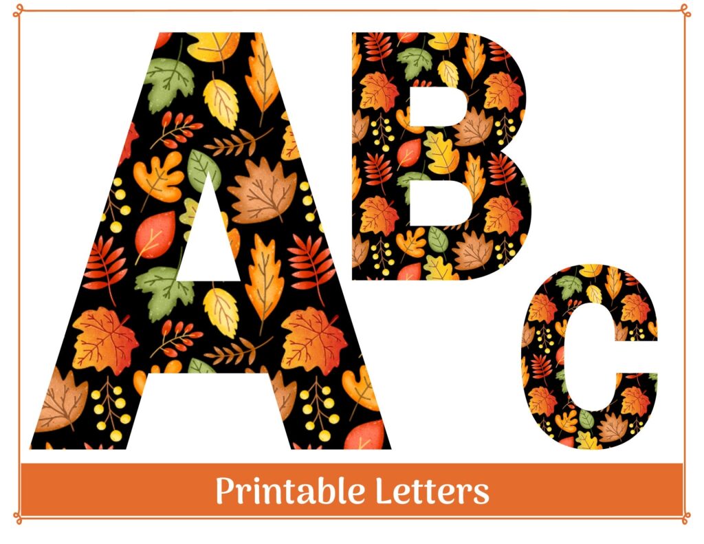 Fall Leaves Alphabet Letters Numbers Clip Art Fall Banner Bulletin Board Letters Classroom Alphabet Instant Download Etsy