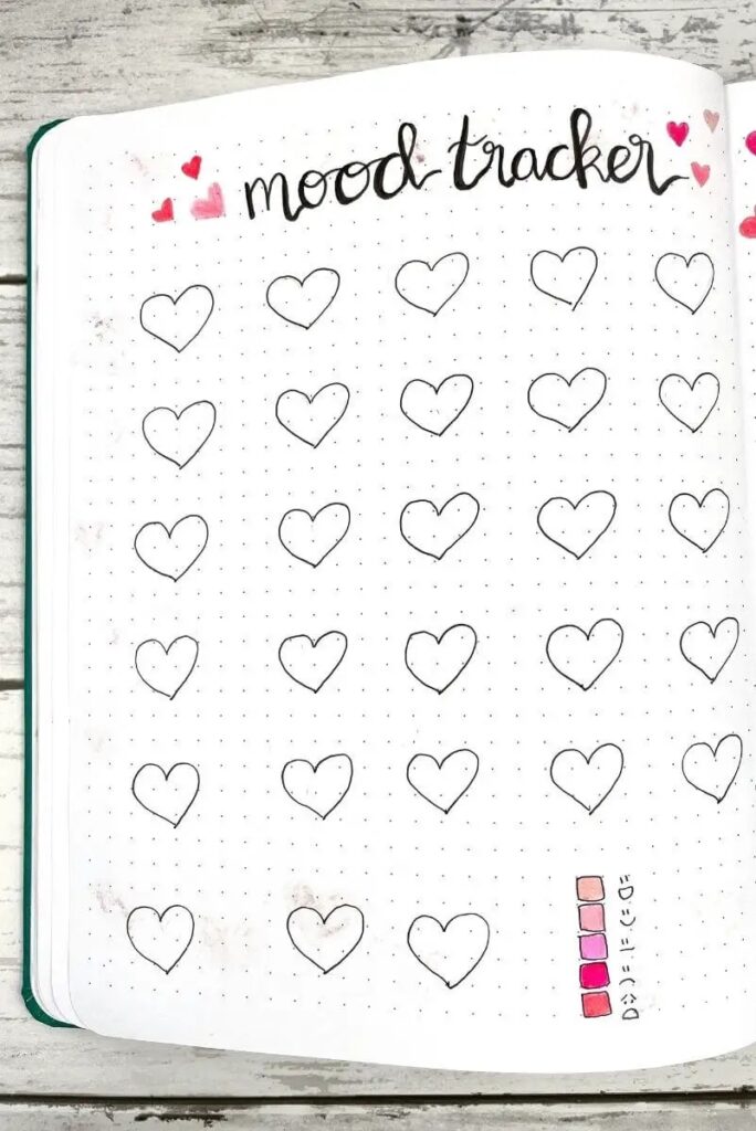 February 2022 Bullet Journal Setup Heart Theme Andrea Peacock