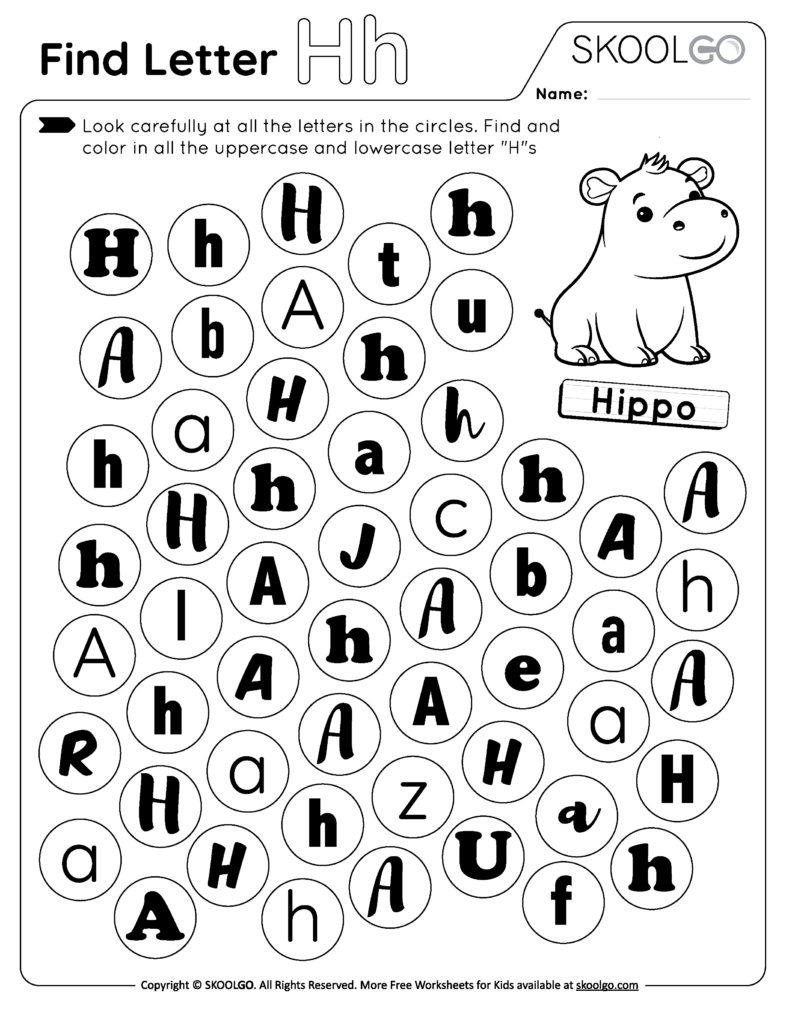 Find Letter H Worksheet SKOOLGO