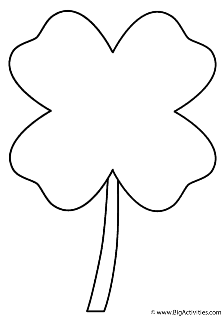 Four Leaf Clover Coloring Page St Patrick s Day 