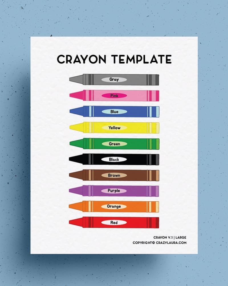 Free Crayon Template With Blank Color Versions Crazy Laura