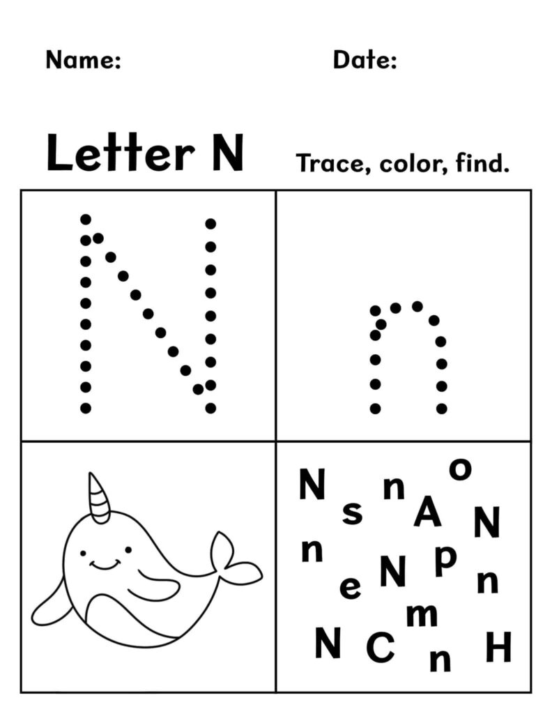 Free Letter N Worksheets For Preschool The Hollydog Blog