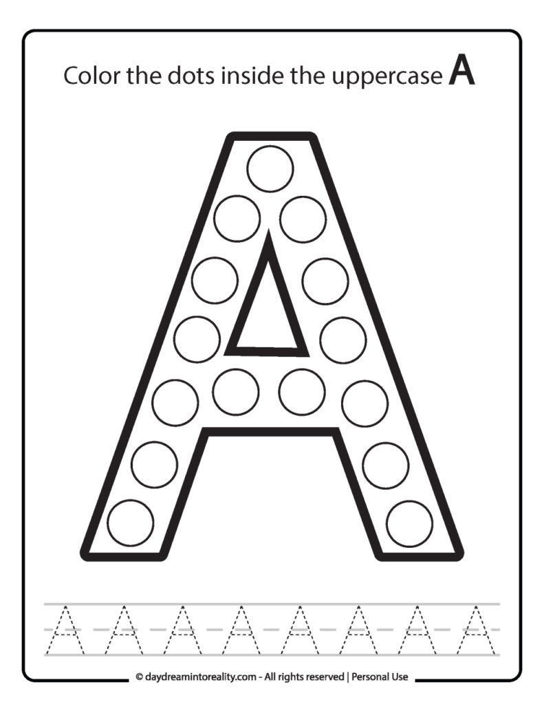 Free PDF Alphabet Dot Marker Worksheets Color Trace Daydream Into Reality