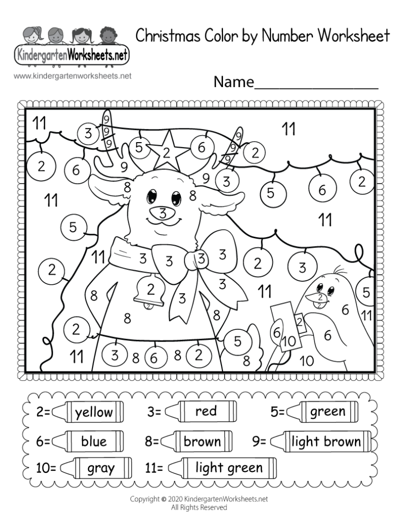 Free Printable Christmas Color By Number Worksheet