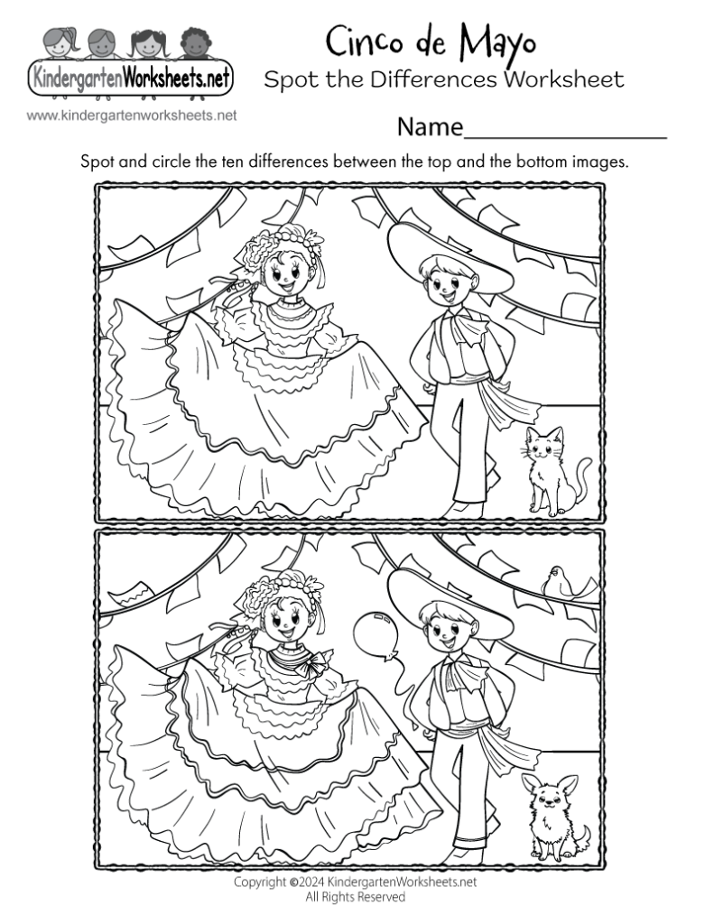 Free Printable Cinco De Mayo Spot The Differences Worksheet