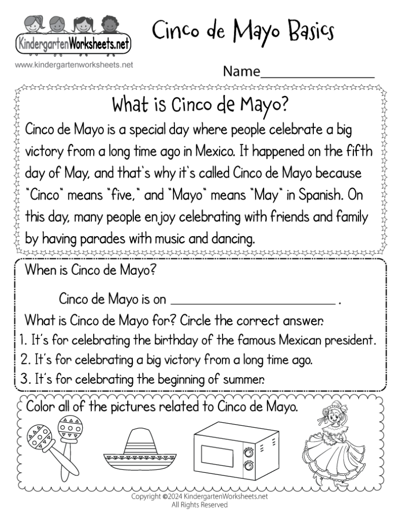 Free Printable Cinco De Mayo Worksheet