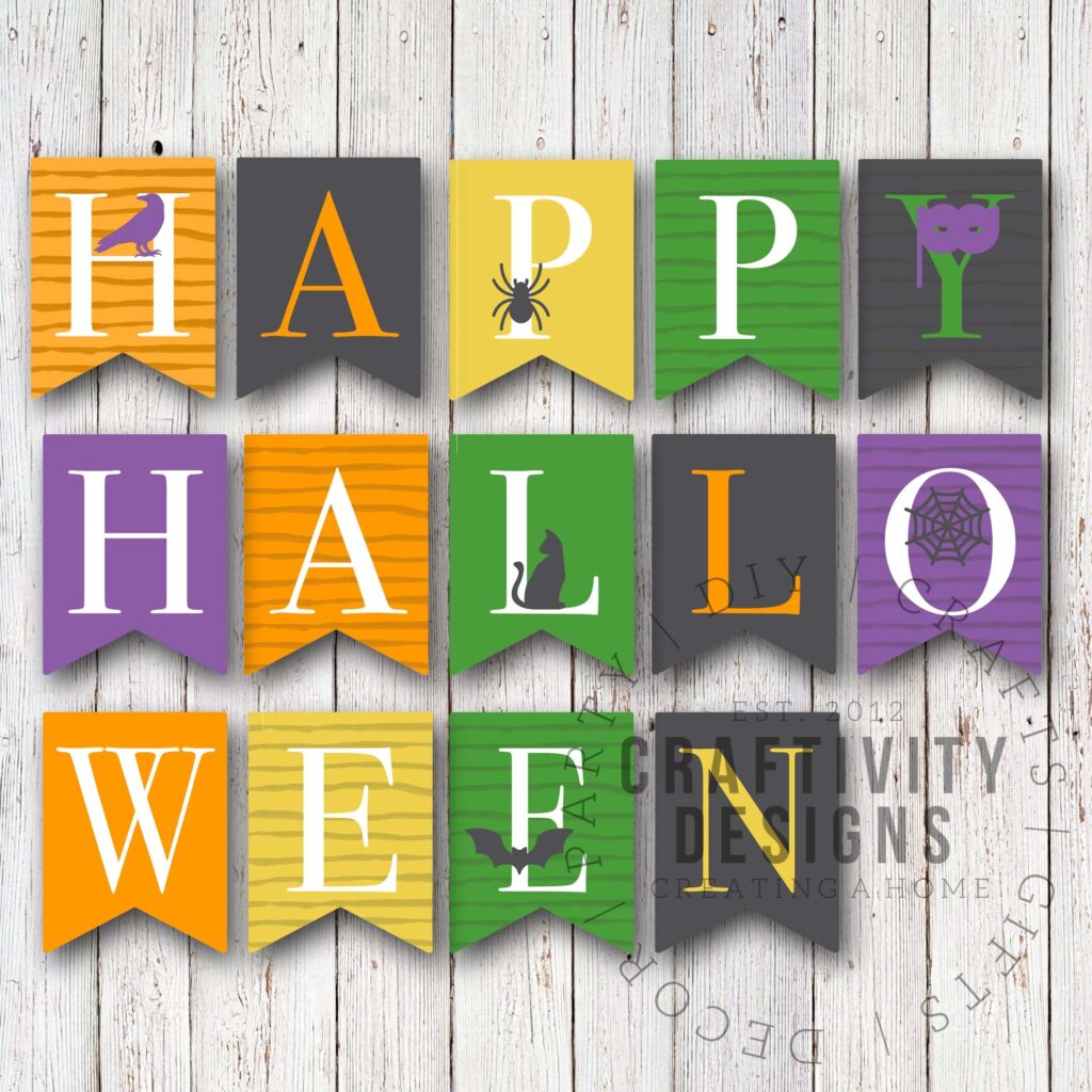 Free Printable Colorful Halloween Banner UnOriginal Mom