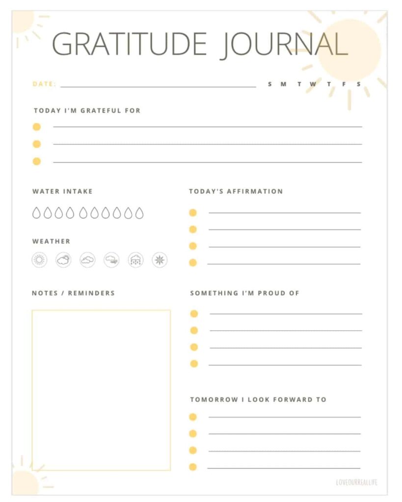 FREE Printable Daily Gratitude Journal Template With Prompts Love Our Real Life