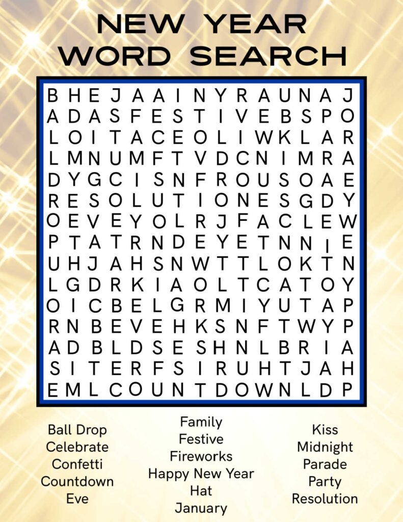 New Years Eve Word Search