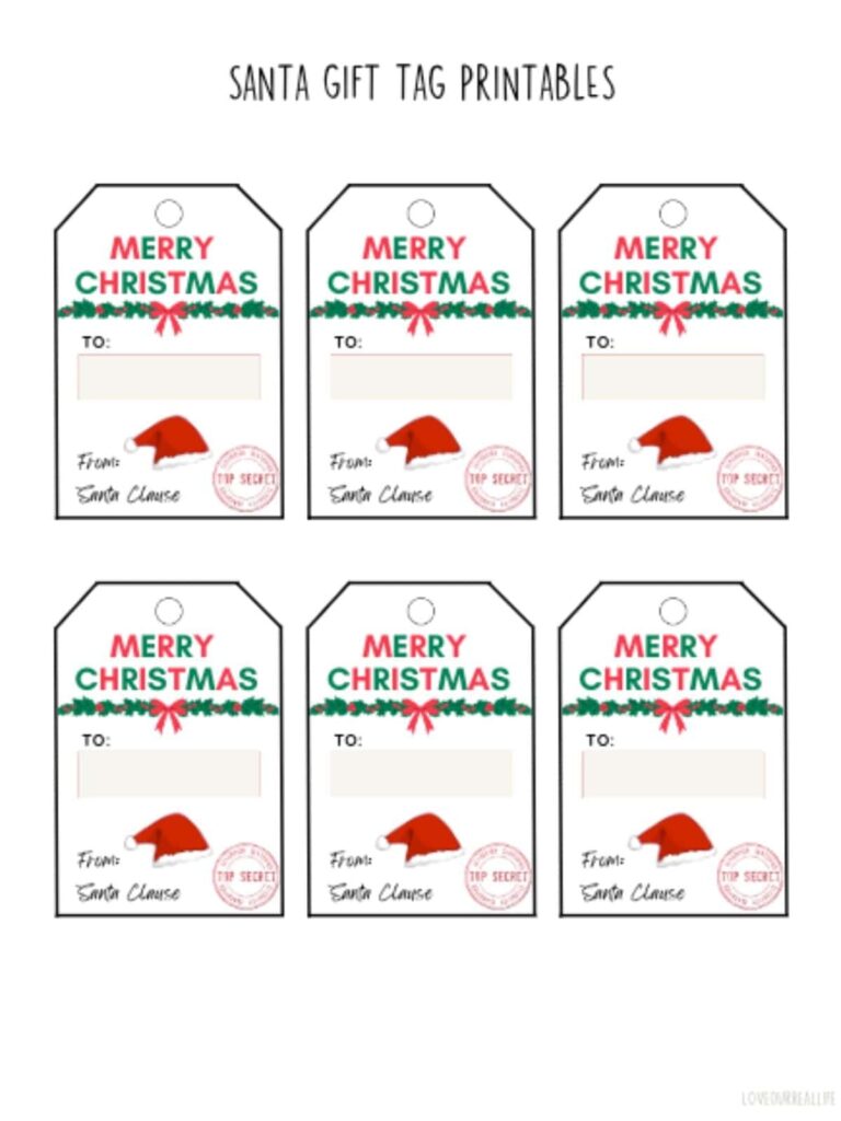 Free Printable Santa Gift Tags Download Instantly To Print Love Our Real Life