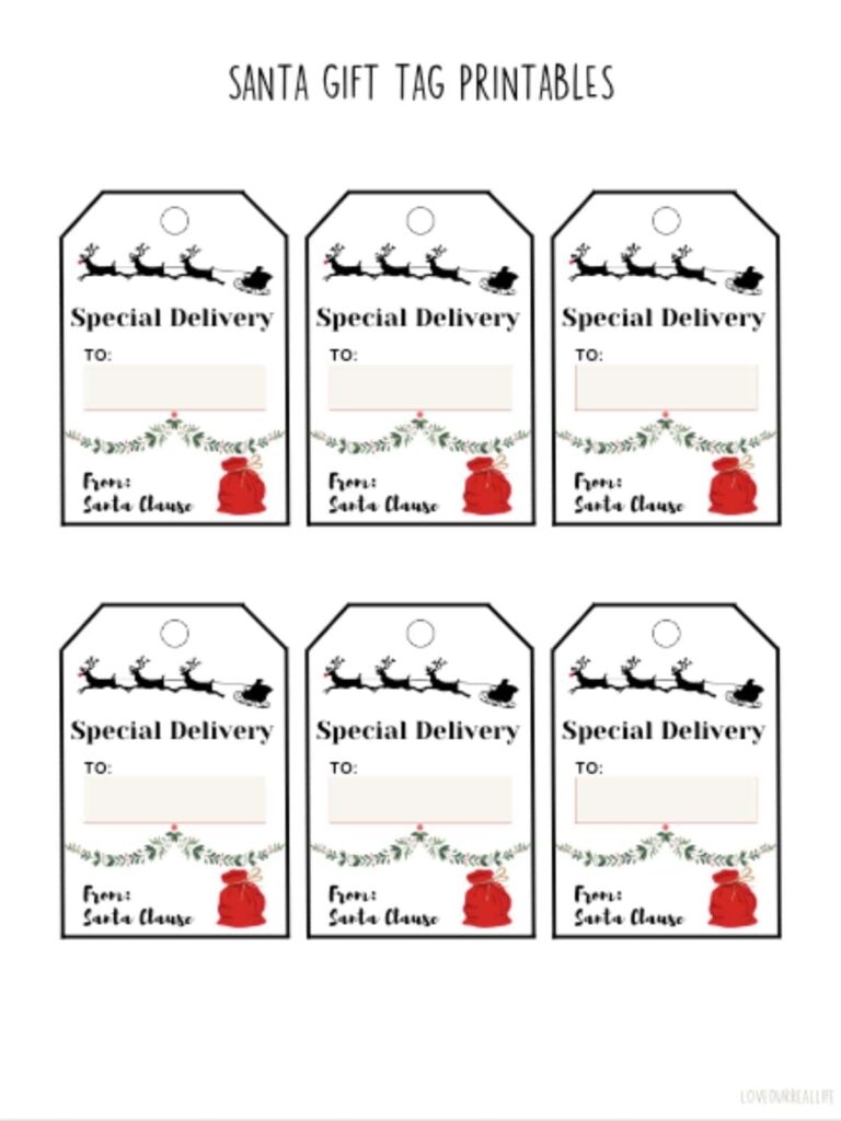 Free Printable Santa Gift Tags Download Instantly To Print Love Our Real Life