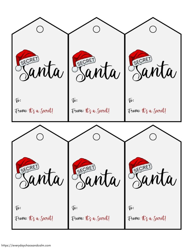 Secret Santa Gift Tags Print