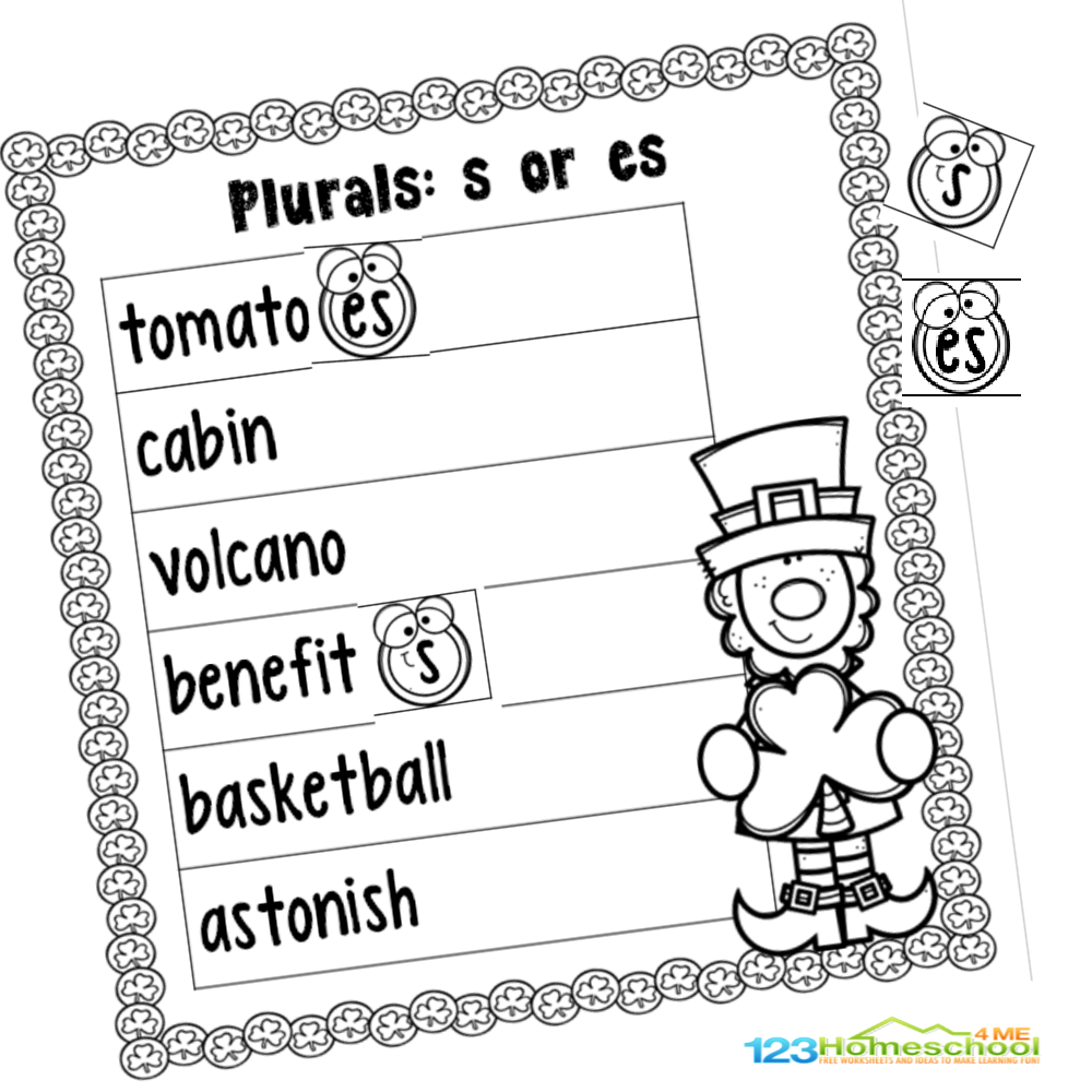  FREE Printable St Patricks Day Plural S Or Es Worksheet Activity