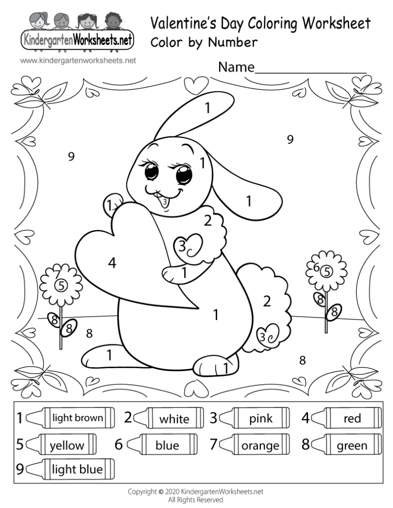 Free Printable Valentine s Day Color By Number Worksheet