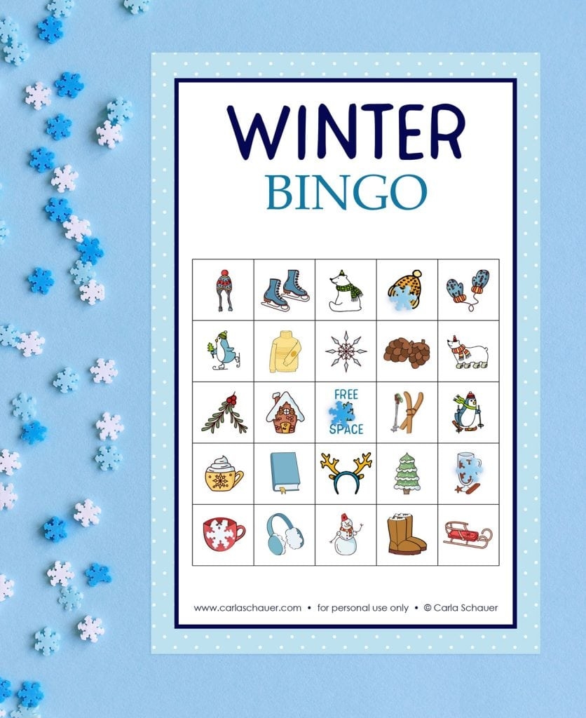 Free Printable Winter Bingo Cards for Kids And Adults Carla Schauer Designs