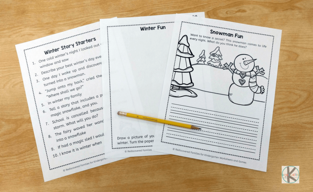 FREE Winter Writing Prompts Kindergarten