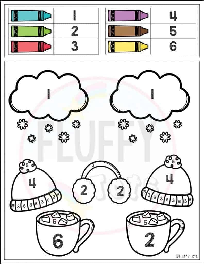 Preschool Winter Color By Number