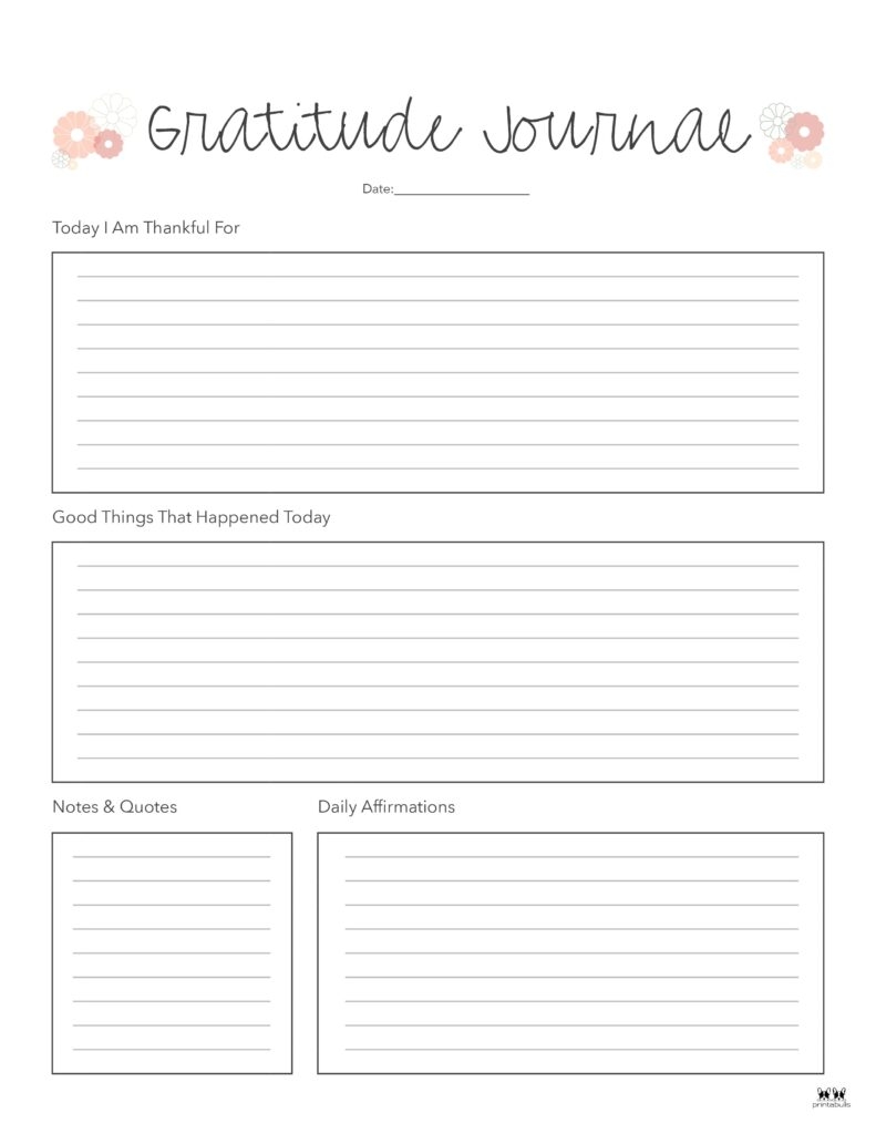 Gratitude Journal Templates 18 FREE Printables Printabulls