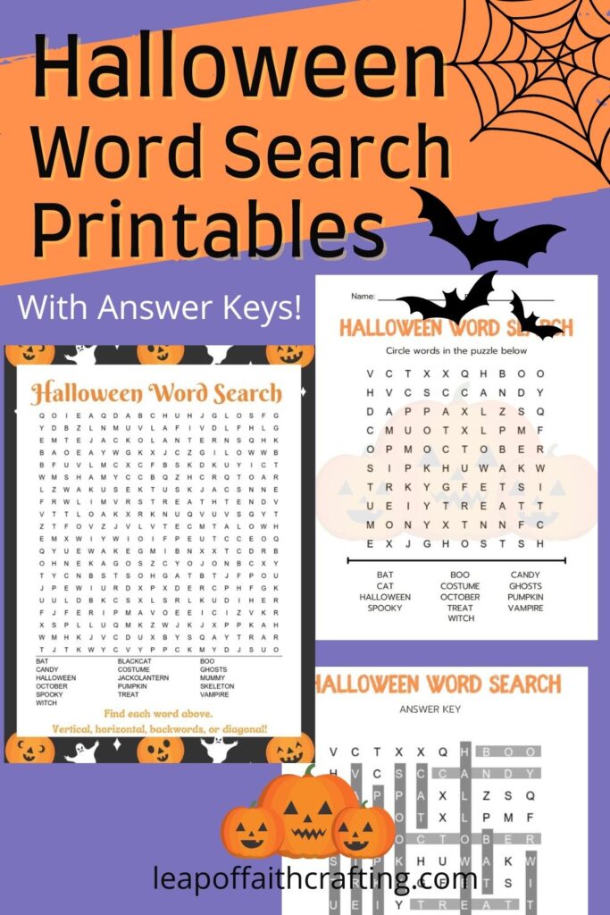 Halloween Word Search Printable 2 Versions With Answer Key Leap Of Faith Crafting