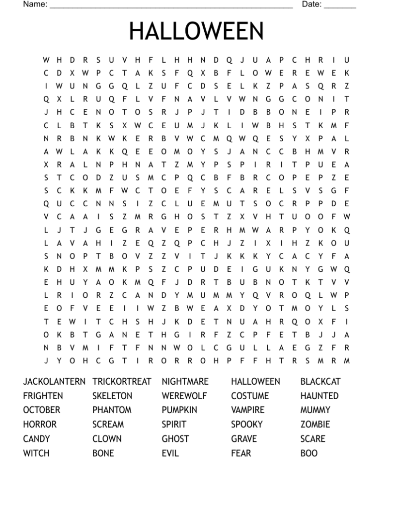 HALLOWEEN Word Search WordMint