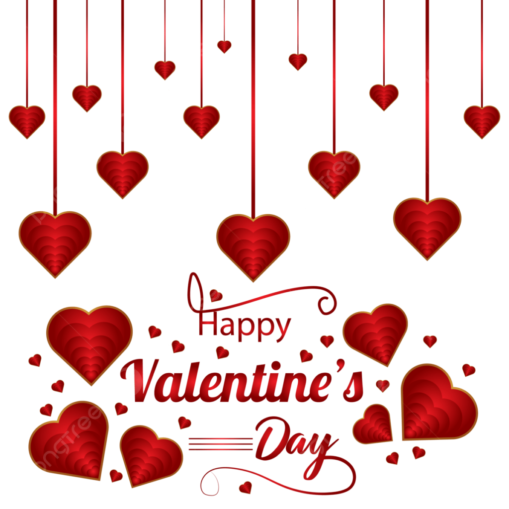 Happy Valentine Day Typography With Hearts Happy Valentines Day Happy Valentines Valentine PNG And Vector With Transparent Background For Free Download