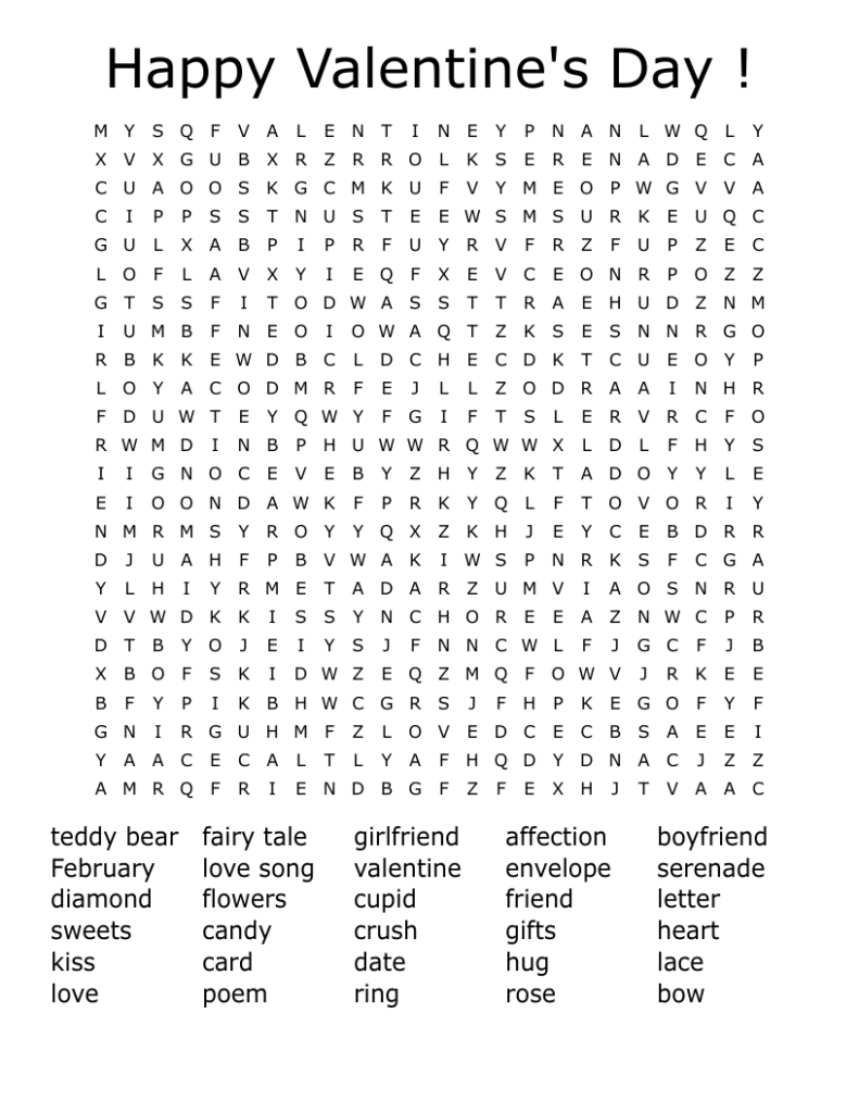 Happy Valentine s Day Word Search WordMint