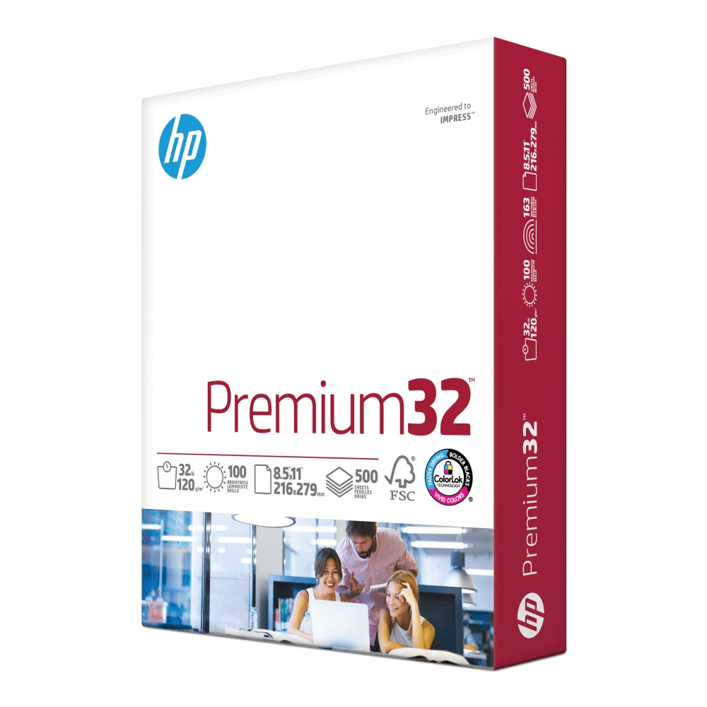 HP Papers Premium32 100 Bright 32 Lb Bond Weight 8 5 X 11 Ultra White 500 Ream OfficeSupply