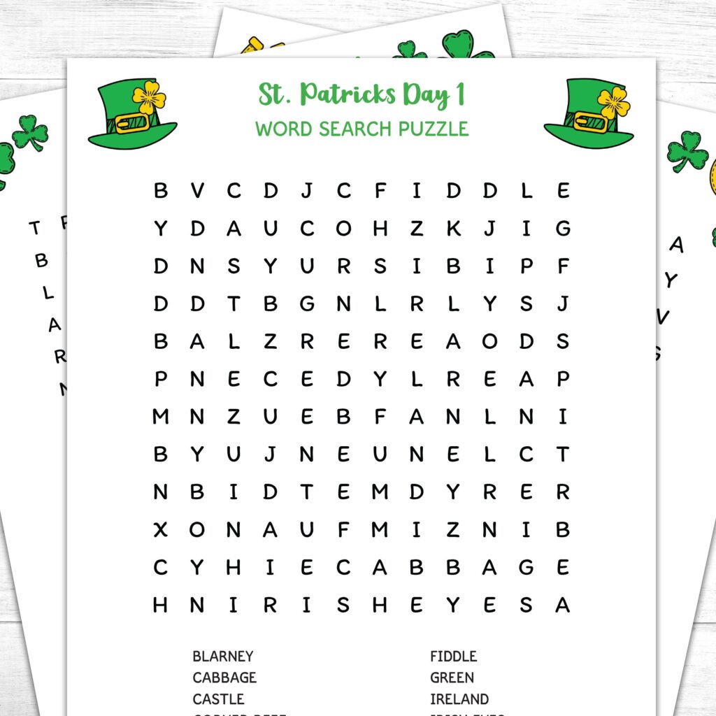 Word Search St Patricks Day