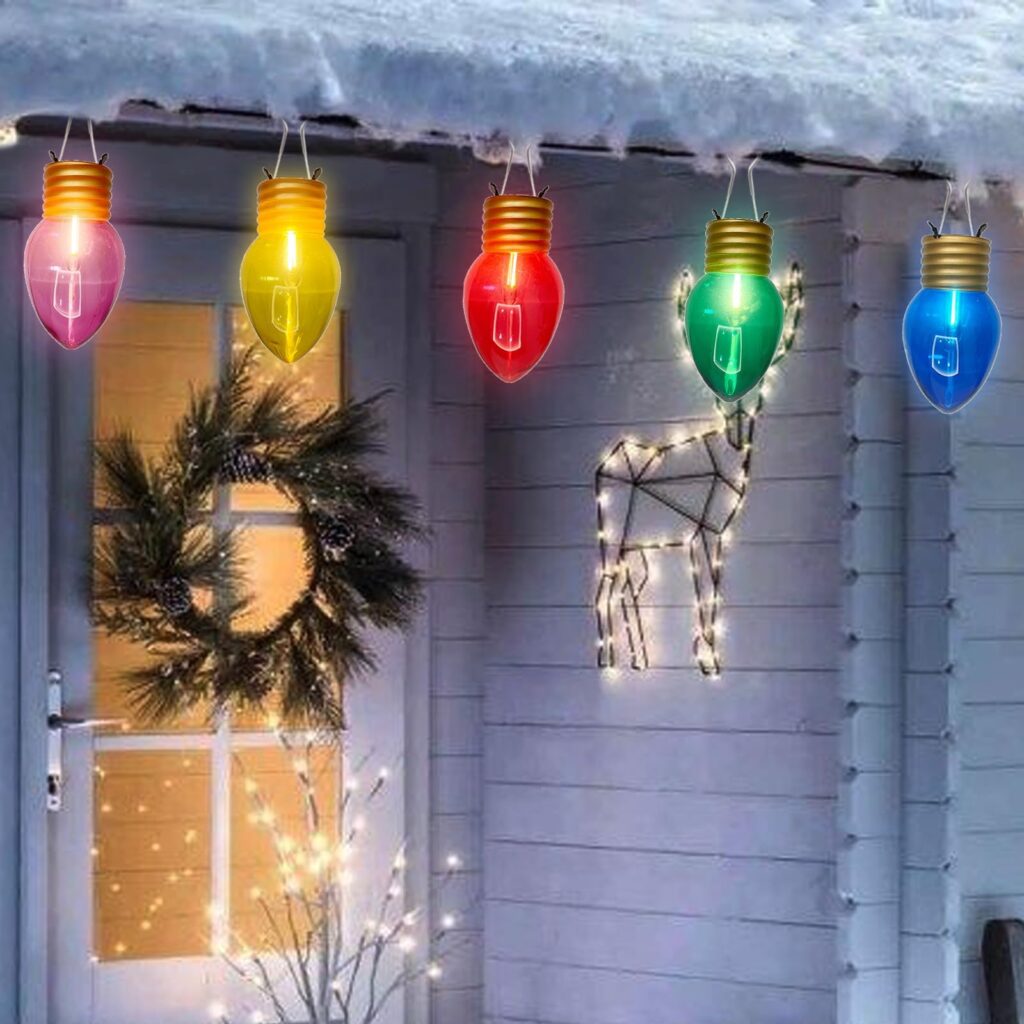 Jumbo Xmas String Lights 16FT Large Christmas Hanging Lights With 10 5 LED Giant Multicolor Bulbs C7 Big Bulb Vintage Christmas Lights For Holiday Home Tree Roof Yard Garden Decor Green Wire 
