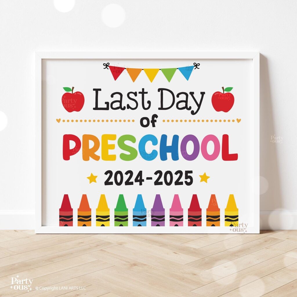 Last Day Of School Sign Printable Last Day Of Preschool Signs School Photo Prop End Of School Year Kids Teacher Instant Digital Download Etsy