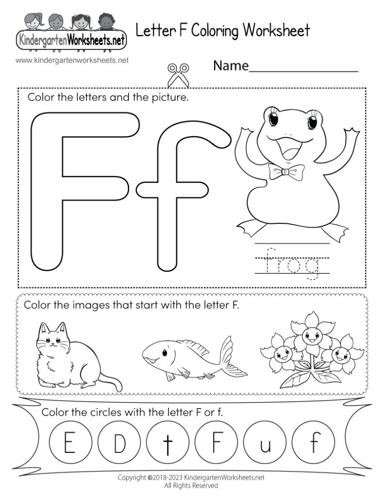 Letter F Coloring Worksheet Free Printable Digital PDF