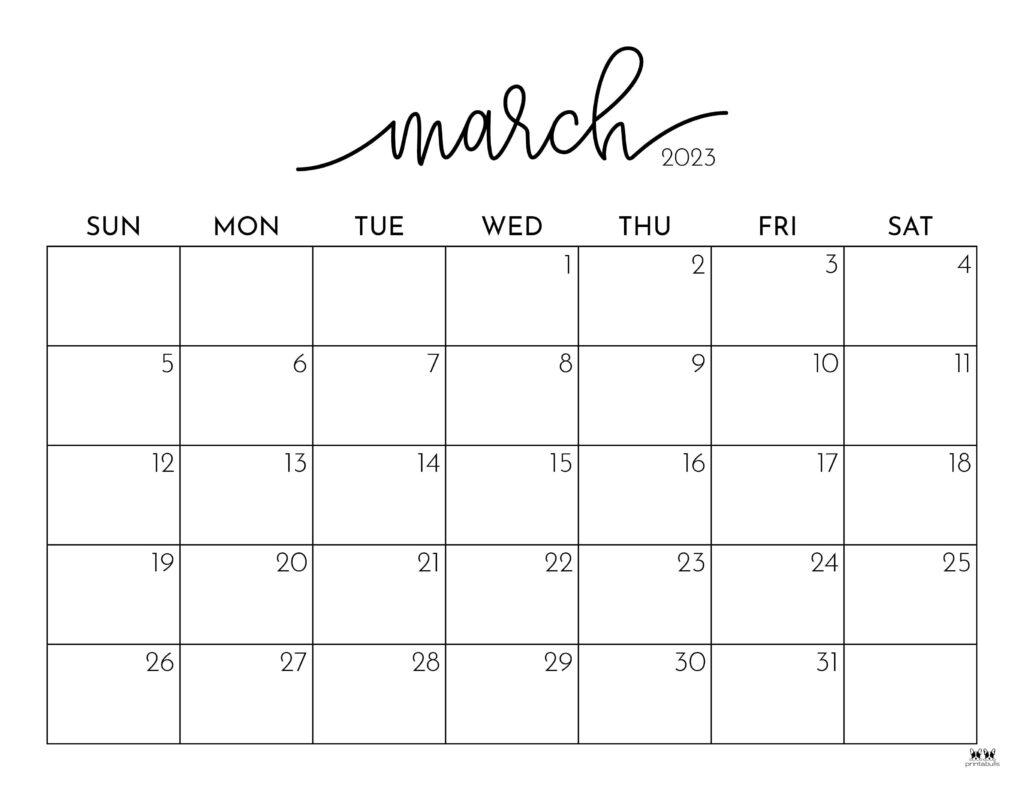 March 2023 Calendars 50 FREE Printables Printabulls