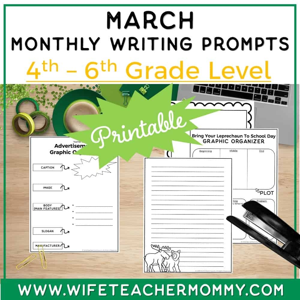 March Writing Prompts For 4th 6th Grades PRINTABLE Educate Rejuvenate