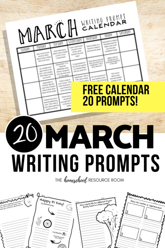 March Writing Prompts FREE March Writing Prompt Calendar The Homeschool Resource Room