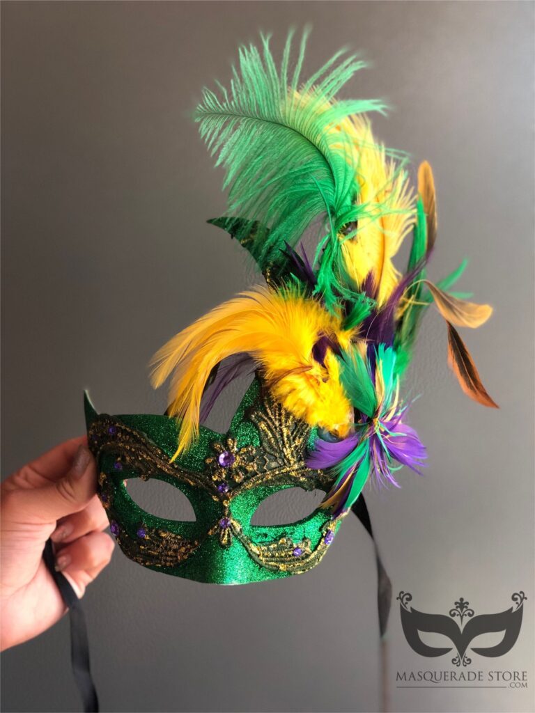 Mardi Gras Carnival Masquerade Mask With Feathers Women s Mardi Gras Masquerade Mask St Patricks Day Etsy