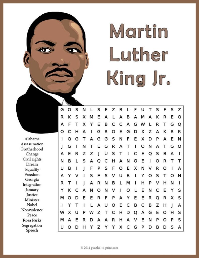 Martin Luther King Jr Word Search