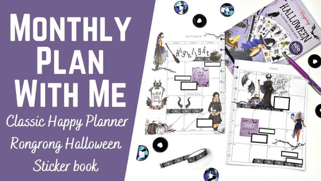 Monthly Plan With Me Classic Happy Planner Rongrong Halloween Sticker Book YouTube