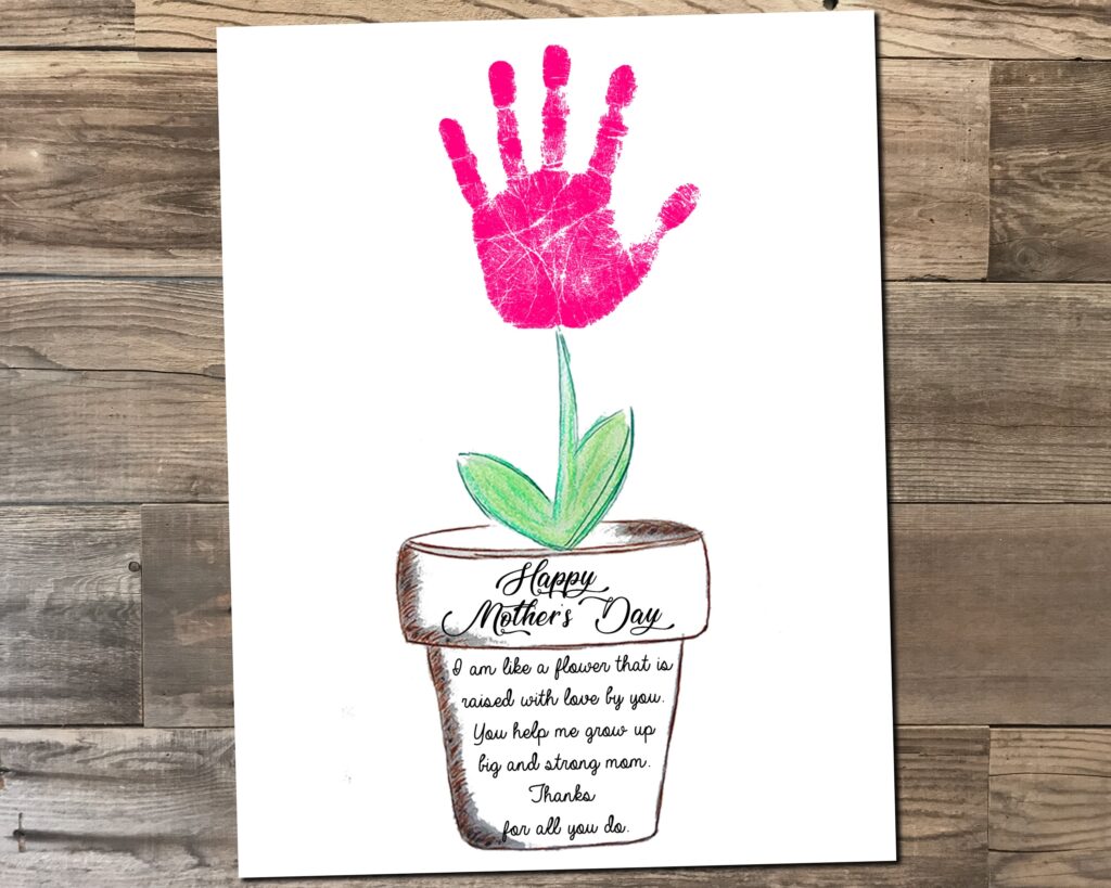 Mothers Day Handprint Craft Flower Pot Personalize With Child s Prints 8 5x11 11x14 Size Printable Digital File Etsy