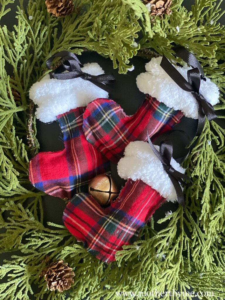 No Sew Tartan Plaid Stocking Ornament Free Pattern Mother Thyme