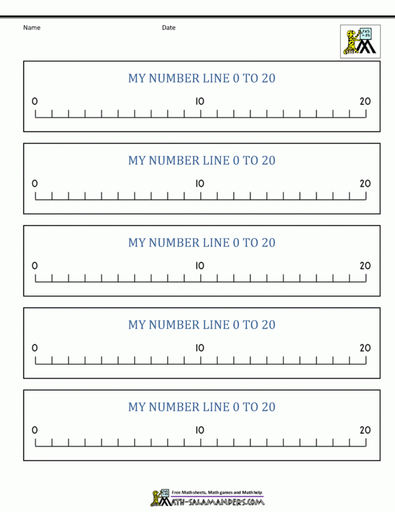 Printable Number Line To 20