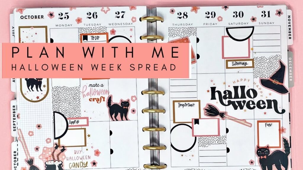 PLAN WITH ME HALLOWEEN WEEK SPREAD THE HAPPY PLANNER YouTube