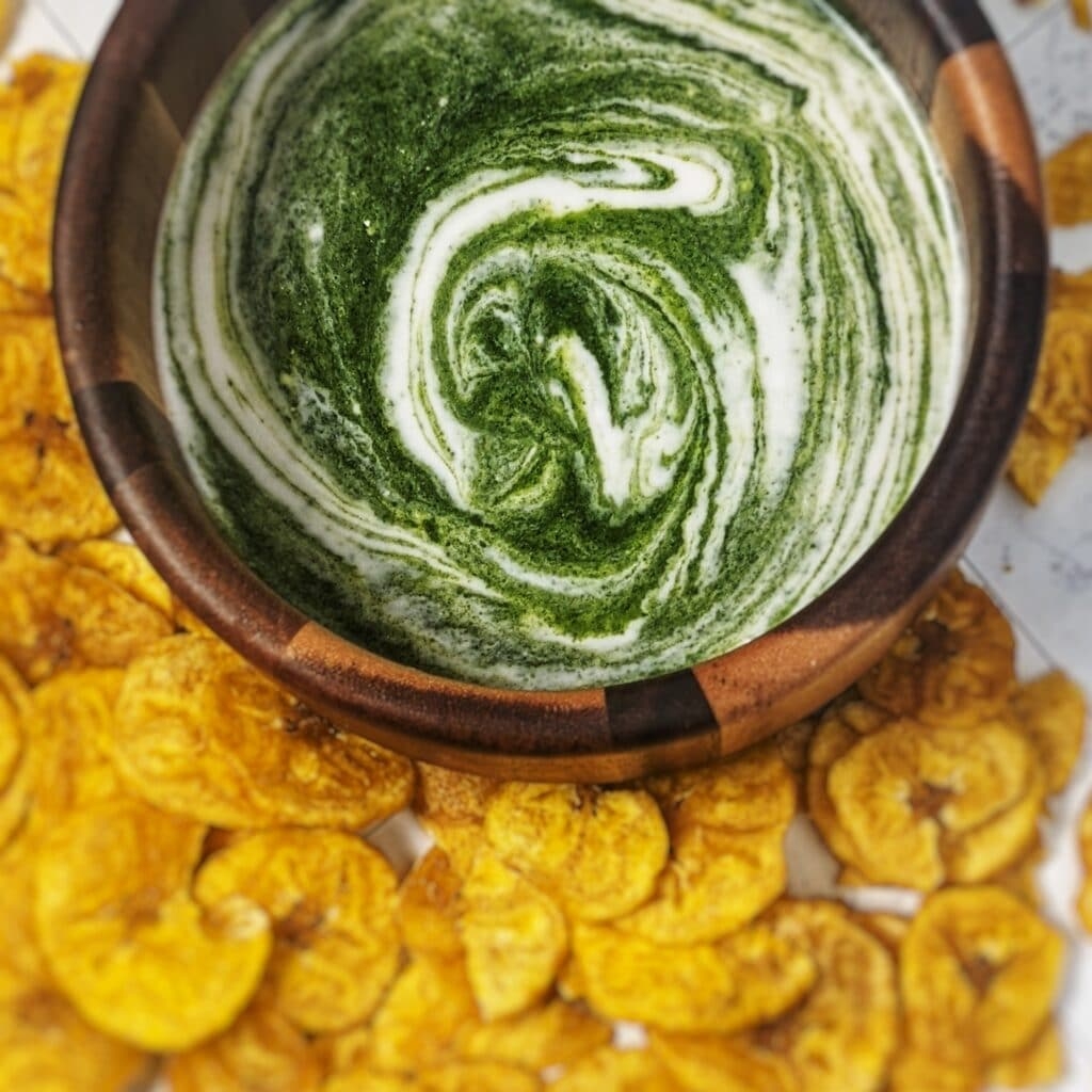 Plantain Chips With Creamy Chimichurri Inspired Dip Mandy Olive