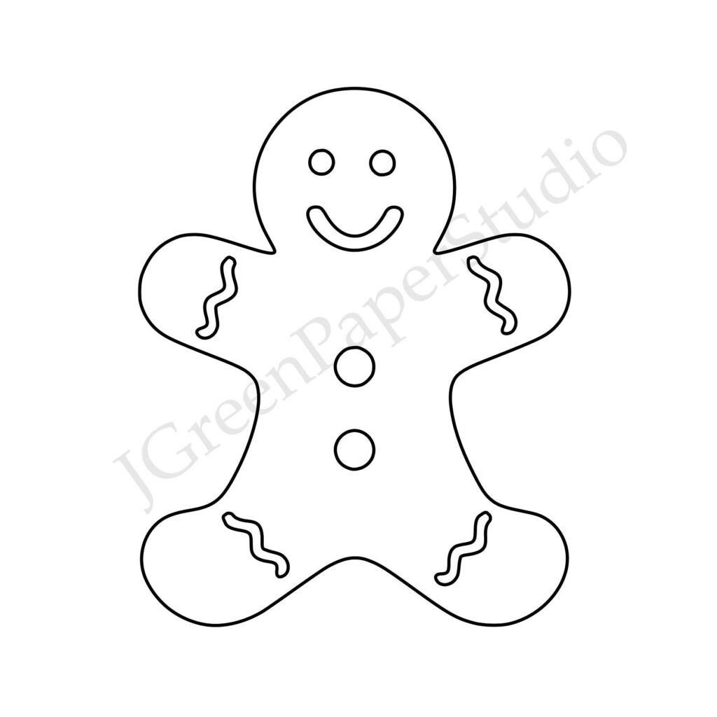 Printable Gingerbread Man Template pdf Digital Download Cookie Kids Holiday Coloring Page Kids Craft Stencil 7 inch Gingerbread Scrapbooking Etsy