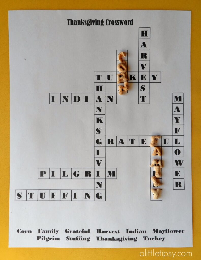 Printable Thanksgiving Crossword For Kids A Little Tipsy