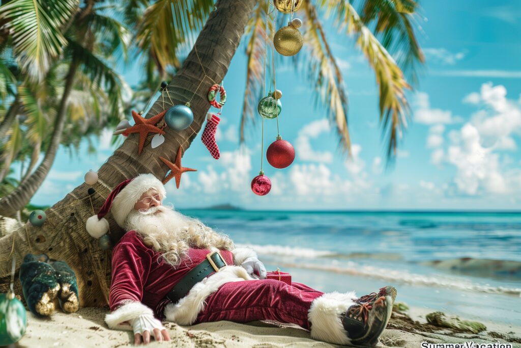 Santa Claus Takes A Surprise Tropical Vacation Discover The Jolly Old Santa s Beach Adventures Santa s Grotto Donegal