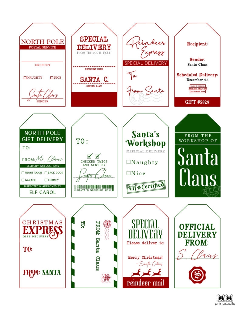 Santa Gift Tags 80 Free Printable Tags Labels Printabulls